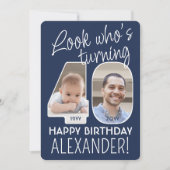 DIY Kleuren · Kijk Wie is 40 Verjaardagsfeest 2 Fo Kaart (Voorkant)