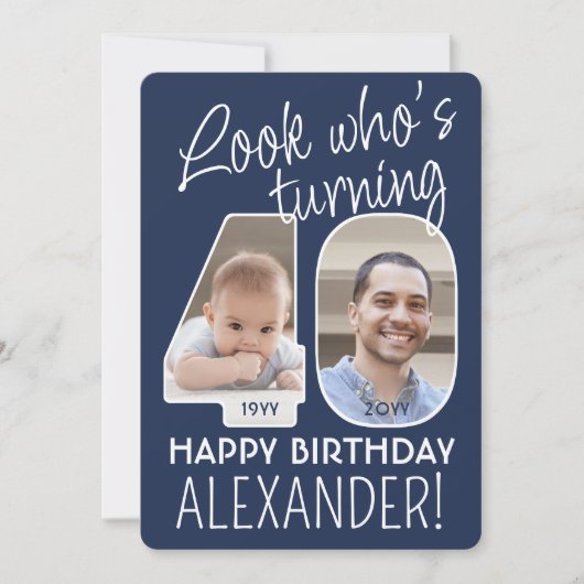 DIY Kleuren · Kijk Wie is 40 Verjaardagsfeest 2 Fo Kaart (Voorkant)