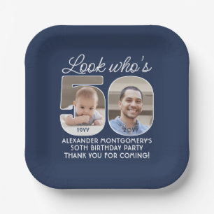 DIY Kleuren · Kijk Wie is 50 Verjaardagsfeest 2 Fo Papieren Bordje