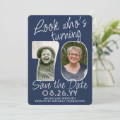 DIY Kleuren · Kijk Wie is 70 Verjaardagsfeest 2 Fo Save The Date (Staand voorkant)