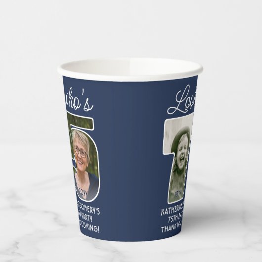 DIY Kleuren · Kijk Wie is 75 · Foto Verjaardagsfee Papieren Bekers (Links)