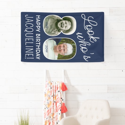 DIY Kleuren · Kijk Wie is 80 Verjaardagsfeest 2 Fo Spandoek (Insitu)