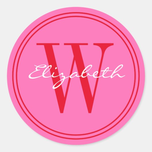 DIY Kleuren Naam Monogram Envelop Afdichtingen Roo Ronde Sticker (Voorkant)