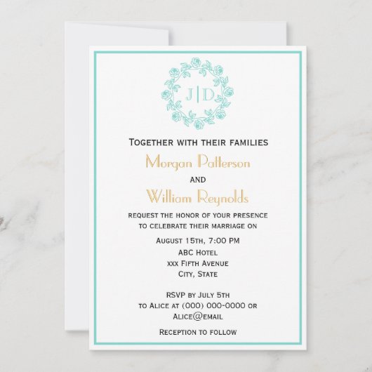 DIY Krans van Rozen 2 Initiaal Bruiloft Monogram C Kaart (Voorkant)