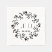 DIY Krans van Rozen 2 Initiaal Bruiloft Monogram C Servet (Voorkant)