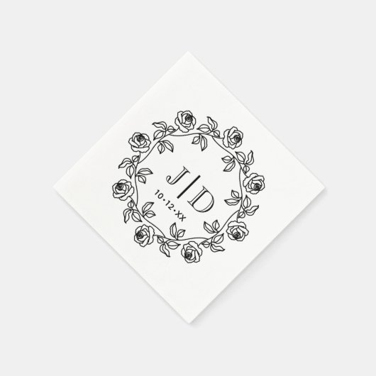 DIY Krans van Rozen 2 Initiaal Bruiloft Monogram C Servet (Hoek)