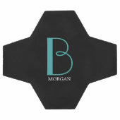 DIY Large Monogram & Name, Teal/White Text, Black (Plat)