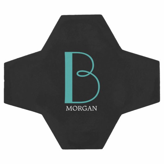 DIY Large Monogram & Name, Teal/White Text, Black (Plat)