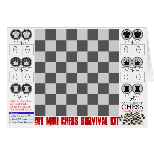 DIY Mini Chess Survival Kit Papercraft (Voorkant Horizontaal)