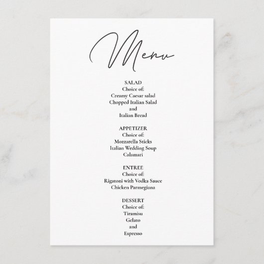 DIY Modern minimalistisch diner Menu (Voorkant)