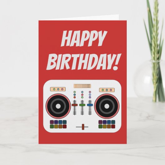 DIY Moderne DJ Birthday Card Kaart (Voorkant)