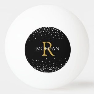 DIY Monogram & naam Gold/White, diamanten op zwart Pingpongballen