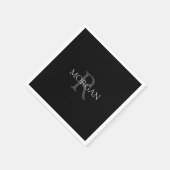 DIY Monogram & naam, Trendy Black met grijze tekst Servet (Hoek)