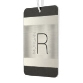 DIY Monogram naam, zwarte grijze tekst, geborsteld Luchtverfrisser (Links)