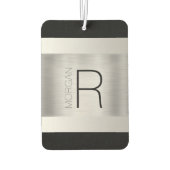 DIY Monogram naam, zwarte grijze tekst, geborsteld Luchtverfrisser (Achterkant)