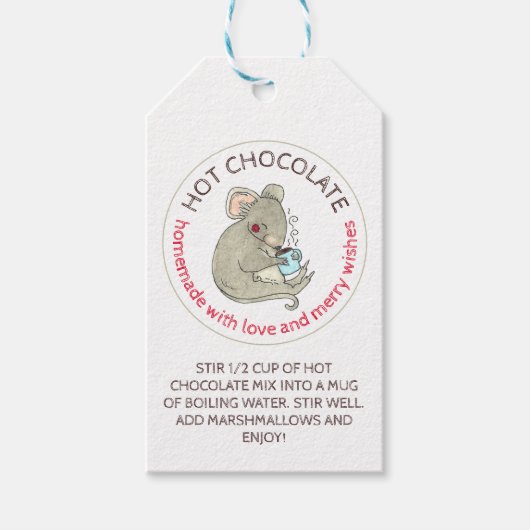 DIY Mouse Homemade Hot Chocolate Gift Instruction Cadeaulabel (Voorkant)