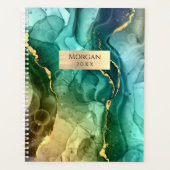 DIY-naam/datum Blauwgroen/Gold Ink Abstract, Gold  Planner (Voorkant)