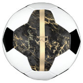 DIY-naam en -monogram, Gold Bar, zwarte & goudmarm Voetbal (Gedraaid)