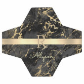 DIY-naam en -monogram, Gold Bar, zwarte & goudmarm Voetbal (Enkel)