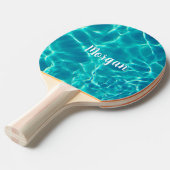 DIY Naam in wit script, Zwembad Water Tafeltennisbatje (Voorkant Gekanteld)