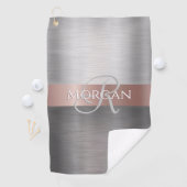 DIY Naam & Initiaal Geborsteld Zilver Roos Gouden  Golfhanddoek (Insitu)