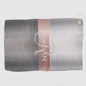 DIY Naam & Initiaal Geborsteld Zilver Roos Gouden  Golfhanddoek (Horizontaal)