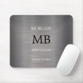 DIY naam Initialen beroep, geborsteld staal, vs 2 Muismat (Met muis)