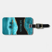 DIY-naam, zwart, goud en Blauwgroen Bagagelabel (Voorkant horizontaal)