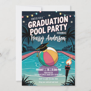 DIY Night Pool Graduation Party Twinkling Lights Kaart