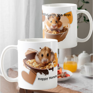 DIY ontbijt met hamsters foto en harten Koffiemok