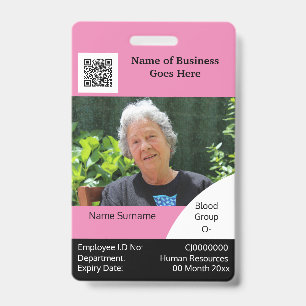 DIY Personeelskaart roze zwart wit sjabloon Badge