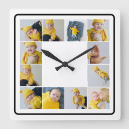 DIY persoonlijke Sjabloon voor fotocollage 12 Vierkante Klok