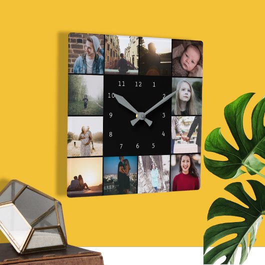 DIY persoonlijke Sjabloon voor fotocollage 12 Vierkante Klok