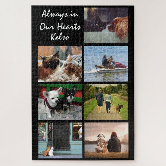 DIY pet memorial 7 afbeelding collage met naam Legpuzzel (Verticaal)
