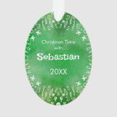 DIY Rabbit on Green Oval Christmas Ornament (dos)