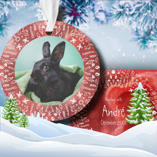 DIY Rabbit on Red Christmas Ornament