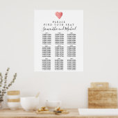 DIY Red Heart 9-tafel bruiloft Poster (Keuken)