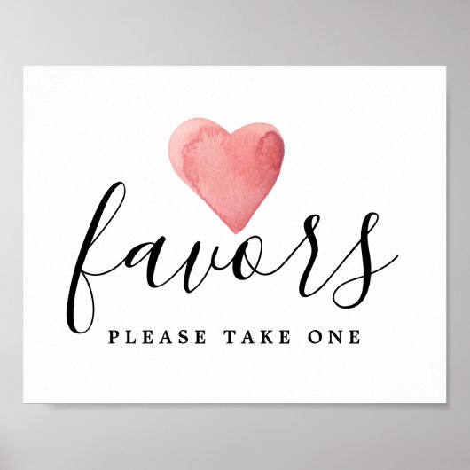 DIY Red Waterverf Heart Weddenschap Poster (Voorkant)