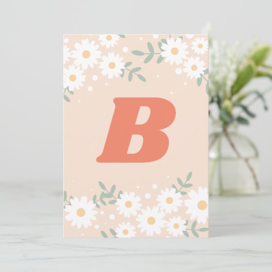 DIY Retro Daisy Letter Number Bunting Invitation Kaart (Staand voorkant)