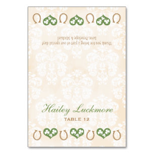 DIY Shamrock and Hearts Hoefijzer Tent Place Card Kaart