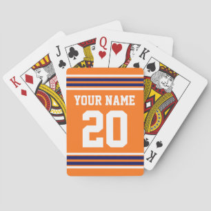 DIY Team Jersey Stripes Navy White Sinaasappel Pokerkaarten