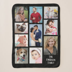DIY Tien Familie Foto's, Familienaam, Zwart Sherpa Deken