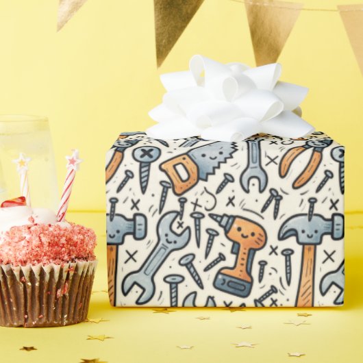 DIY Tools Cartoon Kawaii Art Cadeaupapier (Verjaardagsfeest)