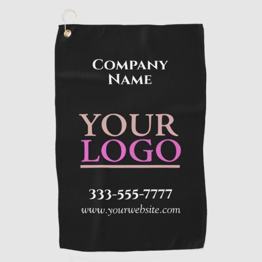 DIY Uw Logo, Bedrijfsnaam in Petten, Promo, Zwart Golfhanddoek (Voorkant)