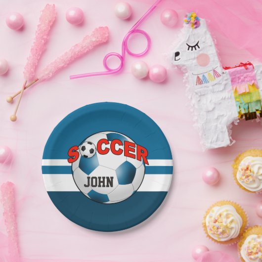 DIY Voetbal KIES UW ACHTERGRONDKLEUR Papieren Bordje (Feest)