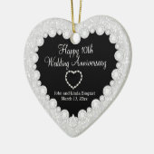 DIY Wedding Jubileum in White Faux Glitter Keramisch Ornament (Links)