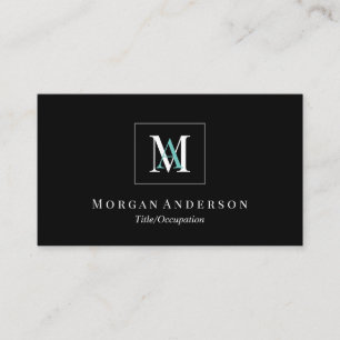 DIY White/Blauwgroen Monogram Name Grey Box Black/ Visitekaartje