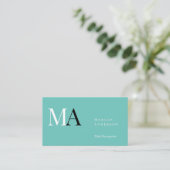DIY Wit/Zwart Monogram, Naam, Zwart Zilver Blauwgr Visitekaartje (Staand voorkant)