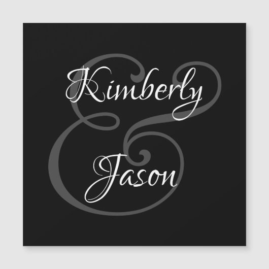 DIY Zijn & Haar Script Namen, Wit & Grijs op Zwart (Voorkant)