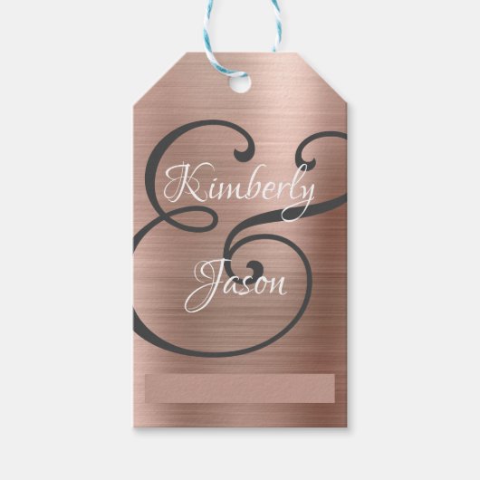 DIY Zijn/haar scriptnamen, Wh/grijs, Roos Gold Met Cadeaulabel (Voorkant)